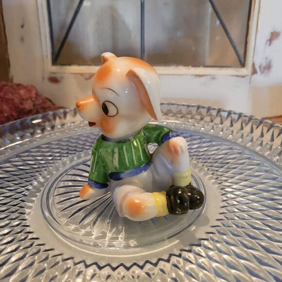Vintage 1950's Anthropomorphic Pig Boy Handpainted Ceramic Figurine - Japan - Picture 8 of 11